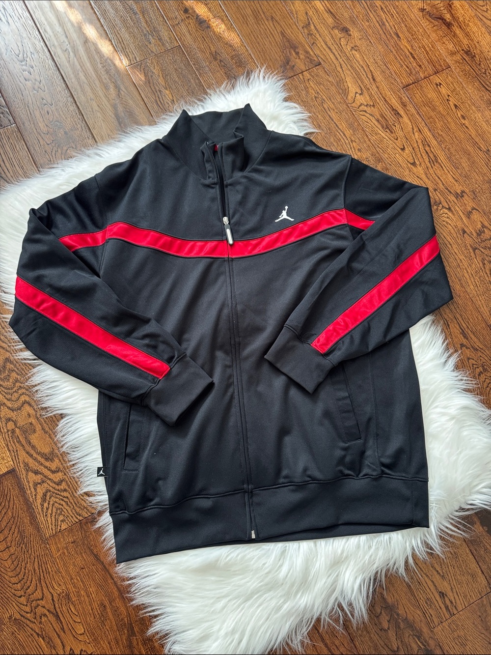 Jordan Black Track Jacket with Red Stripes